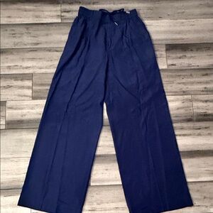 Sumkai Navy Elastic-Waist Wide-Leg Pants